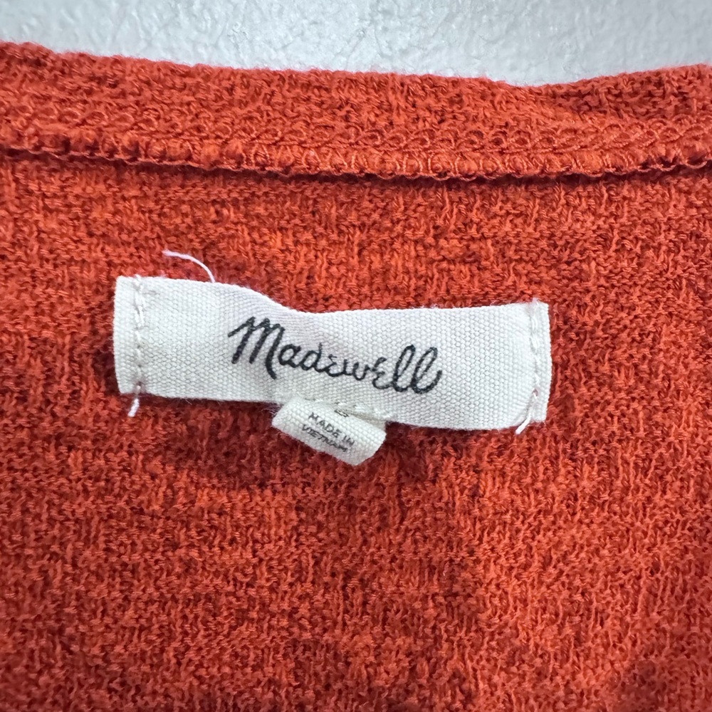 Madewell Spiced Cinnamon Texture & Thread Wrap Tie Crop Top. Size S - Picture 3 of 15
